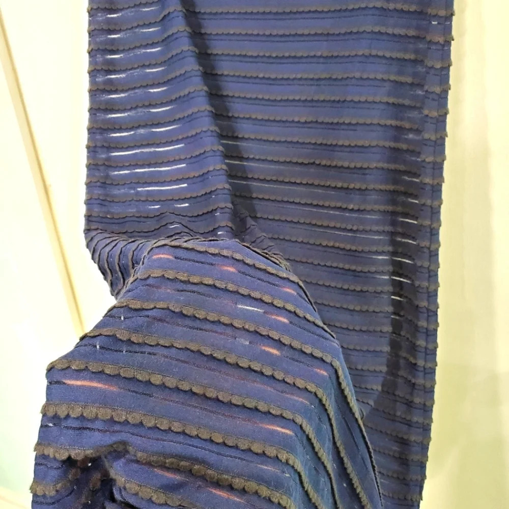 Sophie Max Vanessa Navy Rippled Long Skirt Sz M - Picture 6 of 8
